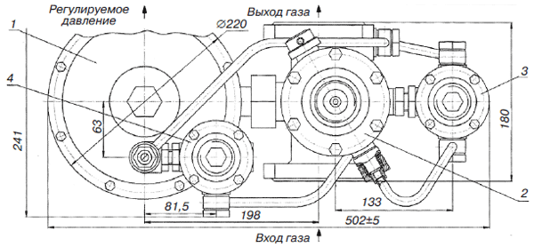 Схема регулятора давления газа РДСК-50/400