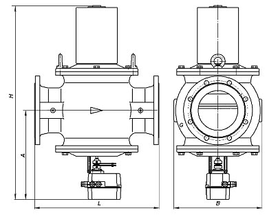 Клапаны двухпозиционные фланцевые с электромеханическим регулятором расхода (пропорциональное регулирование)